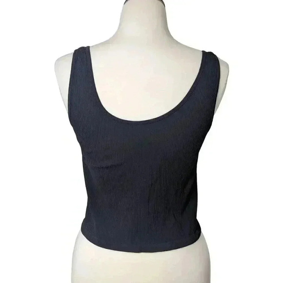 Aeropostale Womens Black Seamless Ribbed Cropped Tank Top Snap Buttons Size XL - Picture 5 of 5